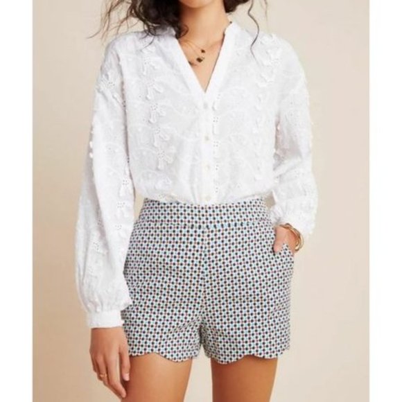 Anthropologie High Waist Georgie Scalloped Shorts